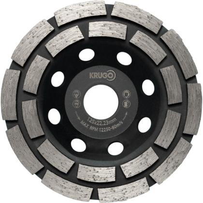 Диск (чашка) алмазный по бетону Krugo 125*22,23 мм, двухрядный