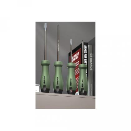 Набор отверток Deli HS HT1004L 4 шт. ( PH1*100,PH2*150,SL5*100,SL6*150), Soft Touch, зеленый