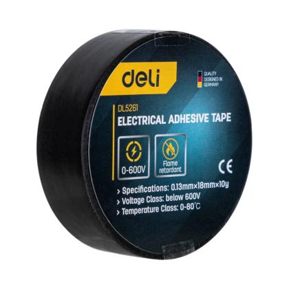 Изолента ПВХ Deli YS EDL5261 черная, 18 мм x 10 м, 130 мкм