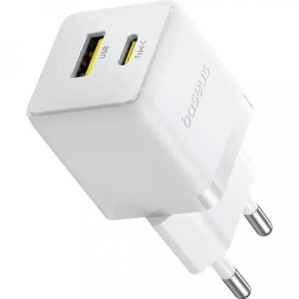 Сетевое зарядное устройство Baseus Palm P1011160A213-01 Fast Charger C+U 30W EU Moon White (с кабелем USB-C)
