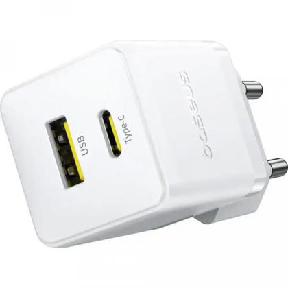 Сетевое зарядное устройство Baseus Palm P1011160A213-01 Fast Charger C+U 30W EU Moon White (с кабелем USB-C)