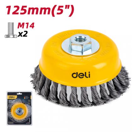 Щетка чашечная проволочная для УШМ Deli YS EDH-GSS125-E2 125 мм, М14, стальная, витая