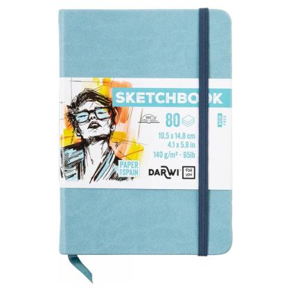 Скетчбук "Darwi" 10,5*14,8 см, 140 г/м2, 80 л., светло-голубой