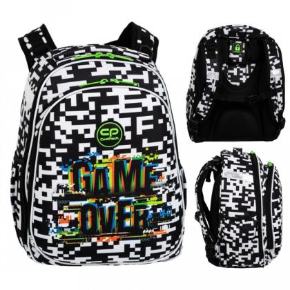 Рюкзак школьный  "Game over" M полиэстер, уплот. спинка, черный/белый