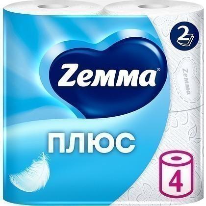 Бумага туалетная Zemma Плюс, 4 рулона, 2 слоя, белый