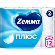 Бумага туалетная Zemma Плюс, 12 рулонов, 2 слоя, белый