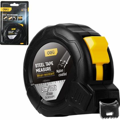 Рулетка Deli YS EDL9003PY 3 м*16 мм, нейлоновое покрытие, черная