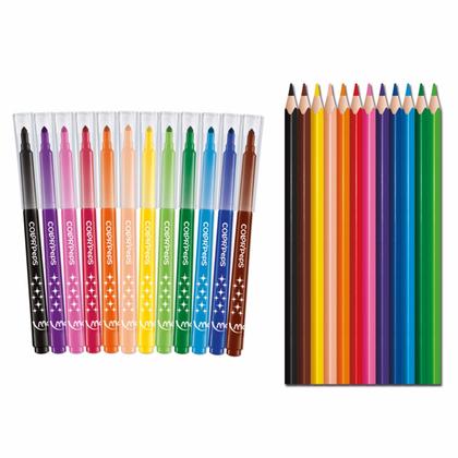 Пенал на 1 отд. "Colorpeps" с наполнением, белый/синий